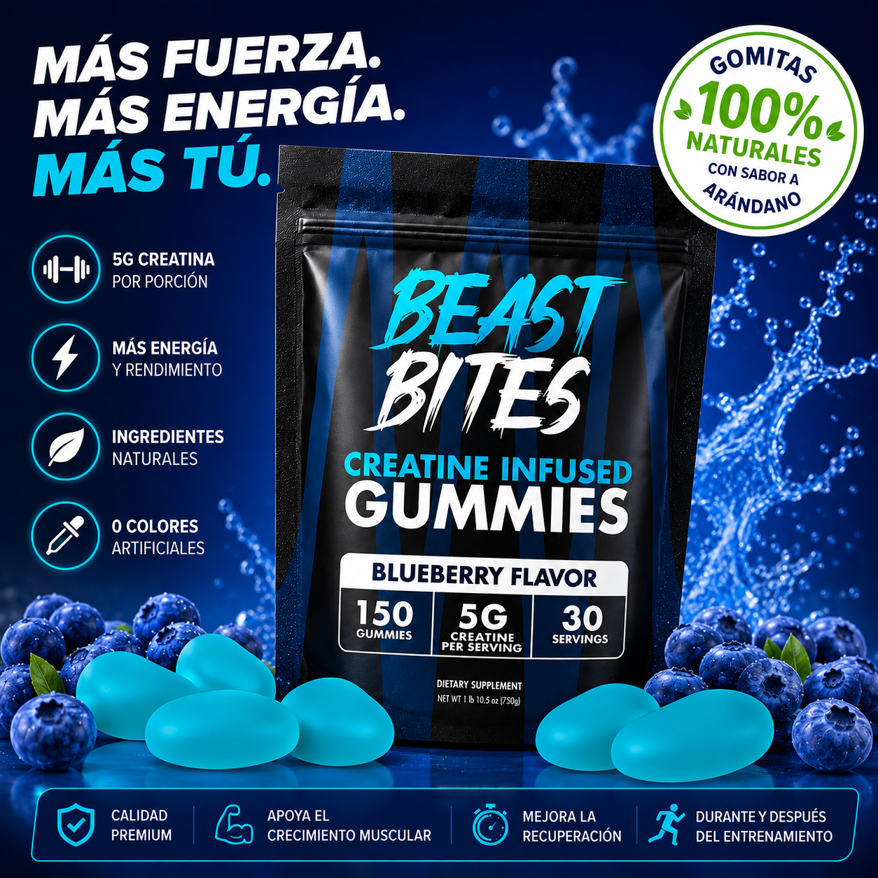 Gomitas de creatina Beast Bites |Más músculo. Más fuerza. Cero excusas.