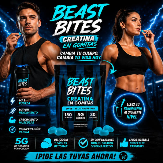 Gomitas de creatina Beast Bites  |Más músculo. Más fuerza. Cero excusas.
